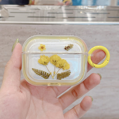 For AirPods Pro 2 Glitter Starry Epoxy Dried Flowers Earbuds Box TPU Case(Yellow) - For AirPods Pro 2 by buy2fix | Online Shopping UK | buy2fix