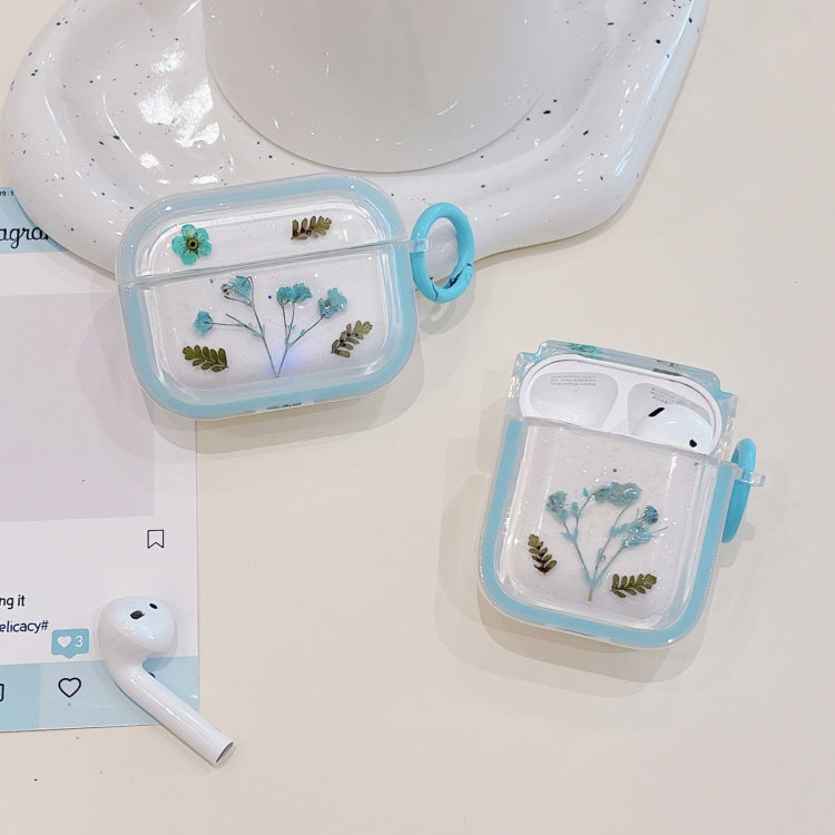 For AirPods Pro 2 Glitter Starry Epoxy Dried Flowers Earbuds Box TPU Case(Light Blue) - For AirPods Pro 2 by buy2fix | Online Shopping UK | buy2fix