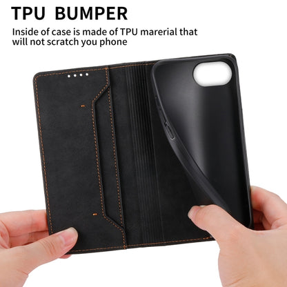 For iPhone 16e Business Solid Color Magnetic RFID Leather Phone Case(Black) - iPhone 16e Cases by buy2fix | Online Shopping UK | buy2fix