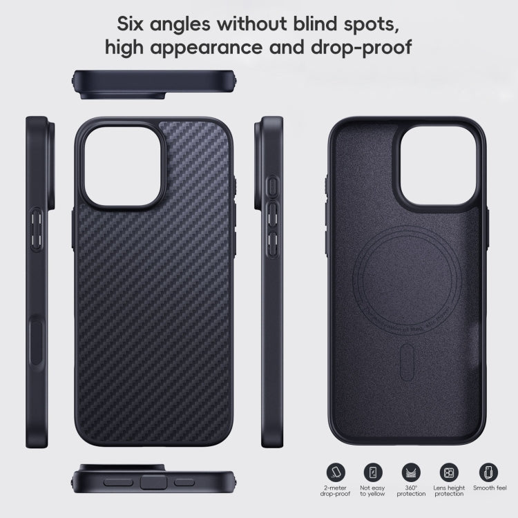 For iPhone 16 Pro Max Carbon Fiber Kevlar MagSafe Magnetic Phone Case(Black) - iPhone 16 Pro Max Cases by buy2fix | Online Shopping UK | buy2fix