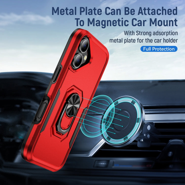 For iPhone 16 Pioneer Armor Heavy Duty PC + TPU Phone Case with Holder(Red+Black) - iPhone 16 Cases by buy2fix | Online Shopping UK | buy2fix