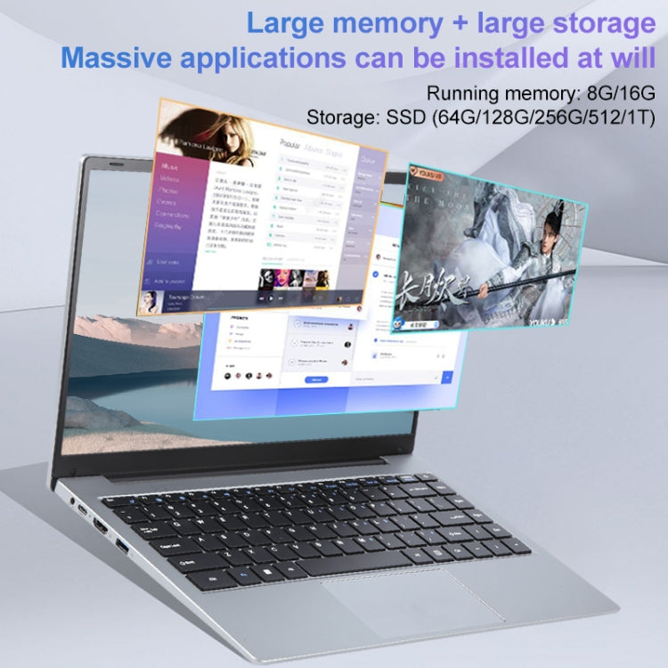 14 inch Windows 11 Laptop, 16GB+256GB, Gen 4th Intel Core i5 CPU, 180 Degree Rotation Axis(Silver) - Others by buy2fix | Online Shopping UK | buy2fix