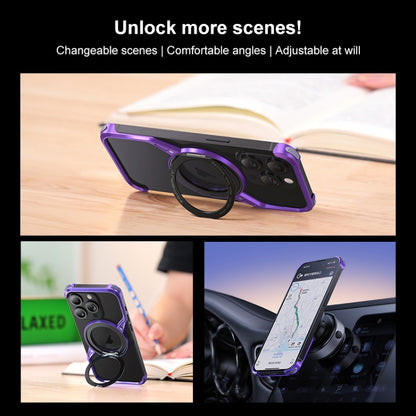 For iPhone 16 Pro Max Frameless Rotation Holder Magsafe Metal Phone Case(Dark Purple) - iPhone 16 Pro Max Cases by buy2fix | Online Shopping UK | buy2fix