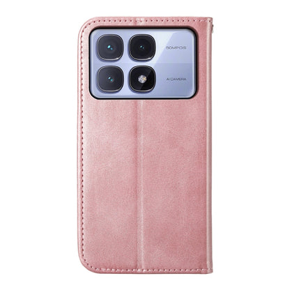 For Redmi K70 Ultra Cubic Grid Calf Texture Magnetic Leather Phone Case(Rose Gold) - Xiaomi Cases by buy2fix | Online Shopping UK | buy2fix