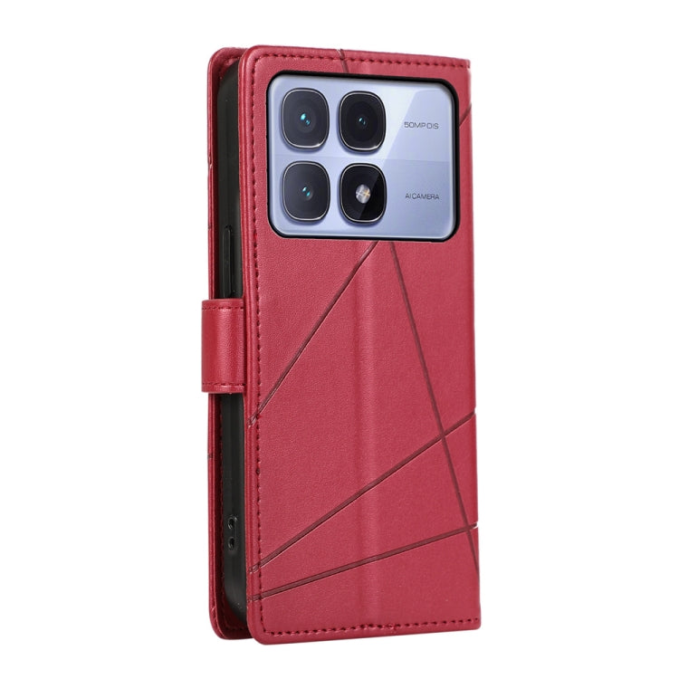 For Redmi K70 Ultra PU Genuine Leather Texture Embossed Line Phone Case(Red) - Xiaomi Cases by buy2fix | Online Shopping UK | buy2fix