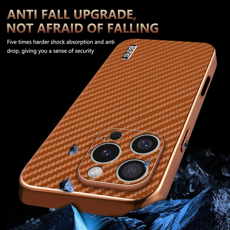 For iPhone 16 Pro Max AZNS Electroplated Edge Carbon Fiber Texture Phone Case(Blue) - iPhone 16 Pro Max Cases by AZNS | Online Shopping UK | buy2fix