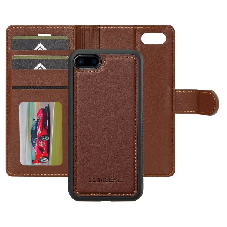 For iPhone 7 Plus / 8 Plus LC.IMEEKE L2 Series Detachable Magsafe PU Phone Case with Lanyard(Brown) - More iPhone Cases by LC.IMEEKE | Online Shopping UK | buy2fix