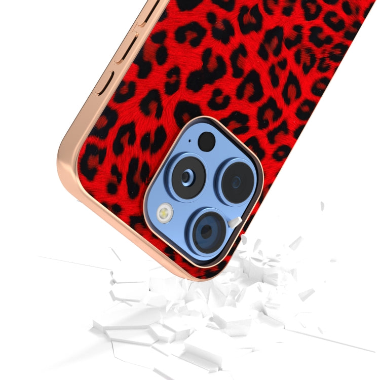 For iPhone 16 Pro Nano Plating Leopard Print Phone Case(Red) - iPhone 16 Pro Cases by buy2fix | Online Shopping UK | buy2fix