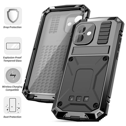 For iPhone 16 Plus R-JUST Life Waterproof Dustproof Shockproof Phone Case(Black) - iPhone 16 Plus Cases by R-JUST | Online Shopping UK | buy2fix