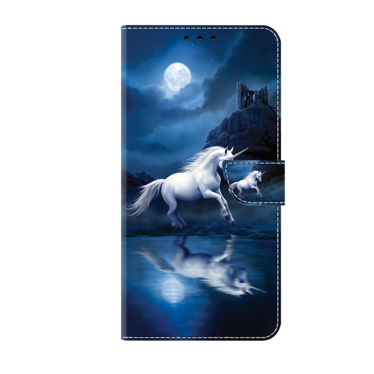 For iPhone 16 Crystal Painted Leather Phone case(White Horse) - iPhone 16 Cases by buy2fix | Online Shopping UK | buy2fix