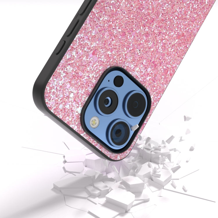 For iPhone 16 Pro Black Frame Colorful Glitter Phone Case(Purple Pink) - iPhone 16 Pro Cases by buy2fix | Online Shopping UK | buy2fix