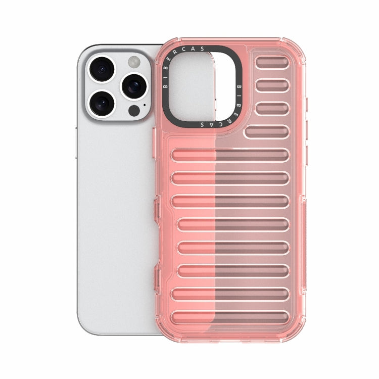 For iPhone 16 Pro Max High Transparency TPU Hybrid PC Airbag Phone Case(Peach Red) - iPhone 16 Pro Max Cases by buy2fix | Online Shopping UK | buy2fix