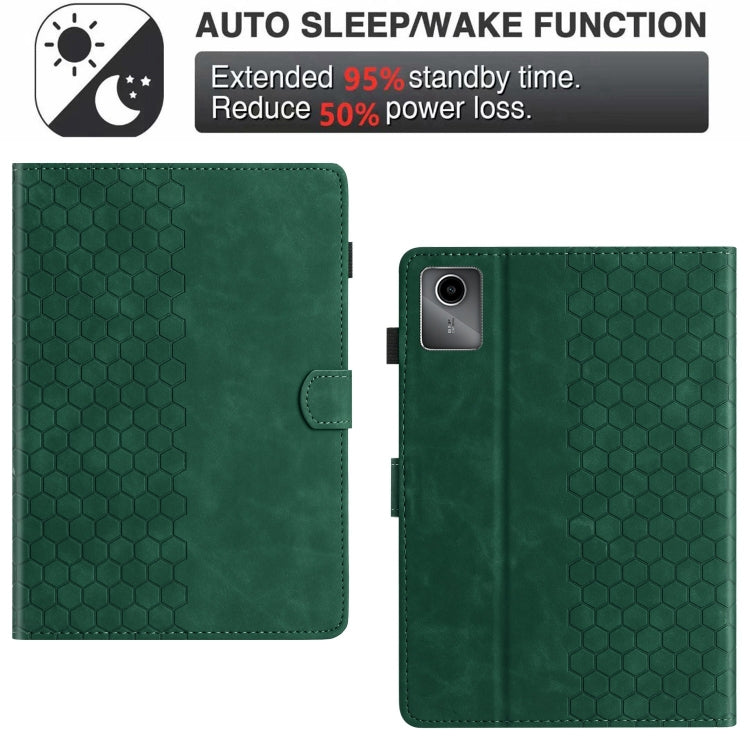 For Lenovo Tab M11 / Xiaoxin Pad 2024 Honeycomb Embossed Leather Smart Tablet Case(Green) - Lenovo by buy2fix | Online Shopping UK | buy2fix