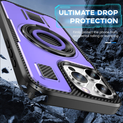 For iPhone 16 Pro Ring Holder Carbon Fiber PC Hybrid TPU Phone Case(Purple) - iPhone 16 Pro Cases by buy2fix | Online Shopping UK | buy2fix