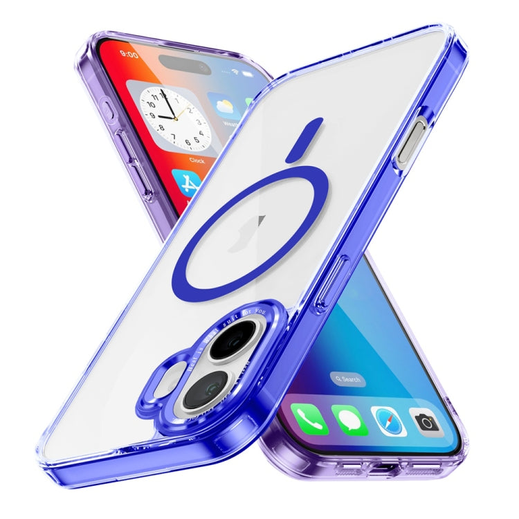 For iPhone 16 Plus Ice Color Magnetic Series Magsafe Magnetic PC Hybrid TPU Phone Case(Blue) - iPhone 16 Plus Cases by buy2fix | Online Shopping UK | buy2fix