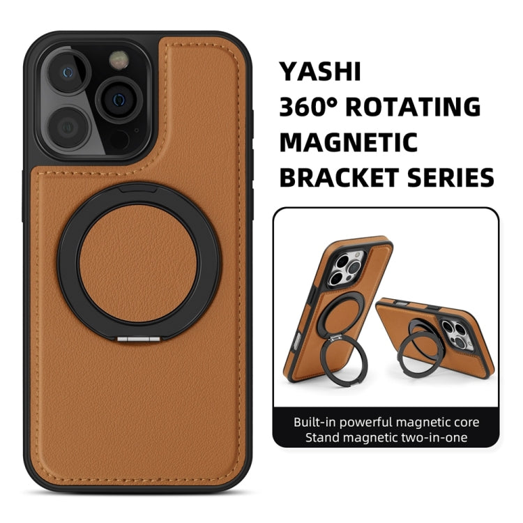 For iPhone 16 Plus Yashi 360 Degree Rotating MagSafe Holder Phone Case(Brown) - iPhone 16 Plus Cases by buy2fix | Online Shopping UK | buy2fix