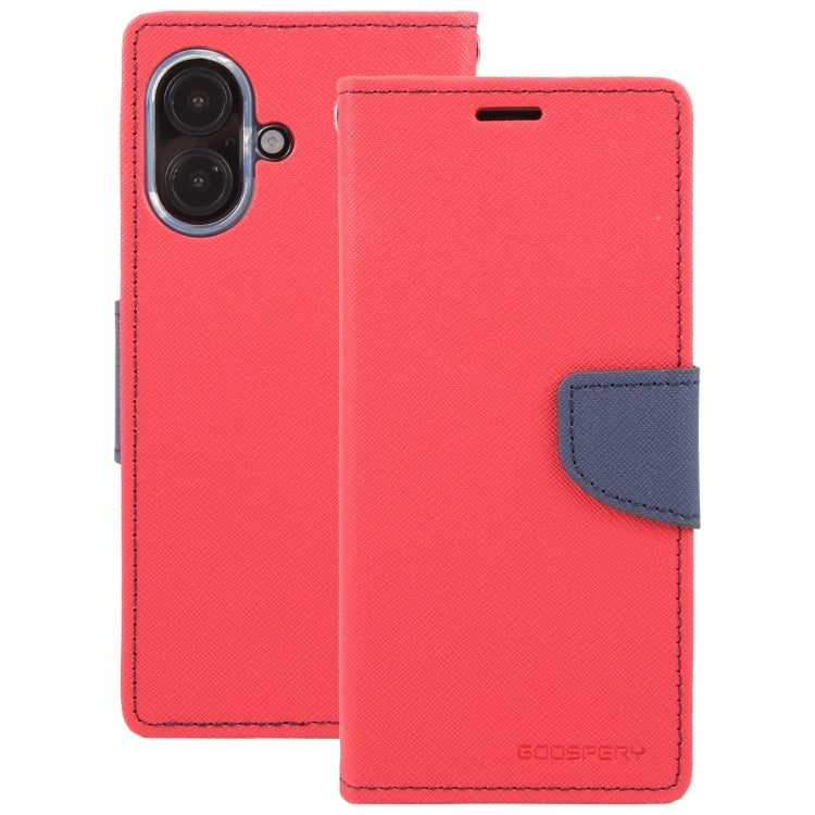 For iPhone 16 Plus GOOSPERY FANCY DIARY Cross Texture Leather Phone Case(Red) - iPhone 16 Plus Cases by GOOSPERY | Online Shopping UK | buy2fix