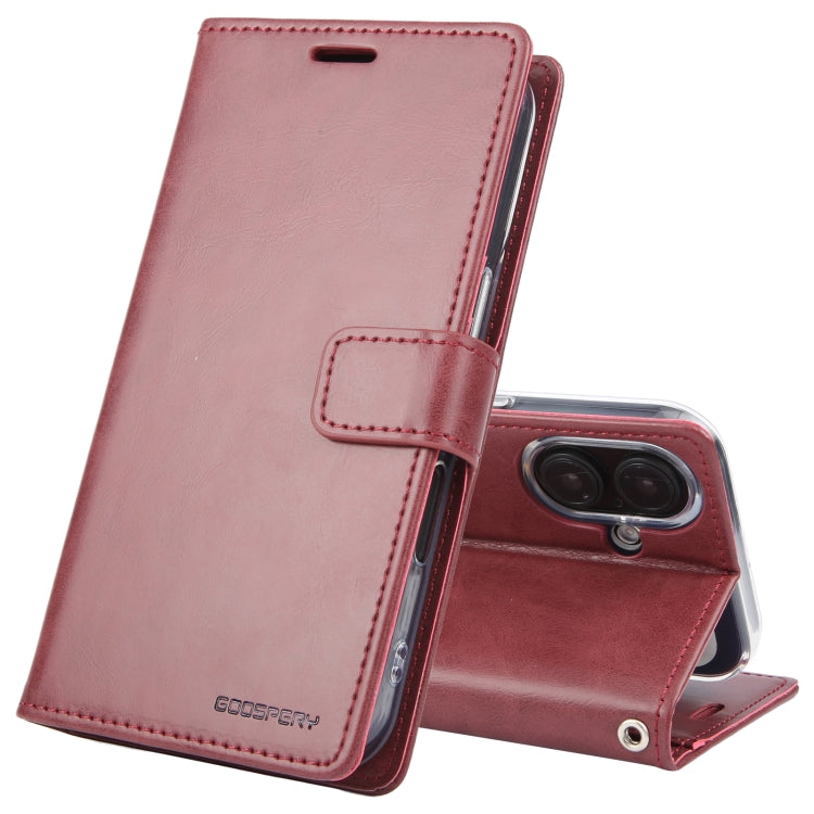 For iPhone 16 Plus GOOSPERY BLUE MOON Crazy Horse Texture Leather Phone Case(Wine Red) - iPhone 16 Plus Cases by GOOSPERY | Online Shopping UK | buy2fix