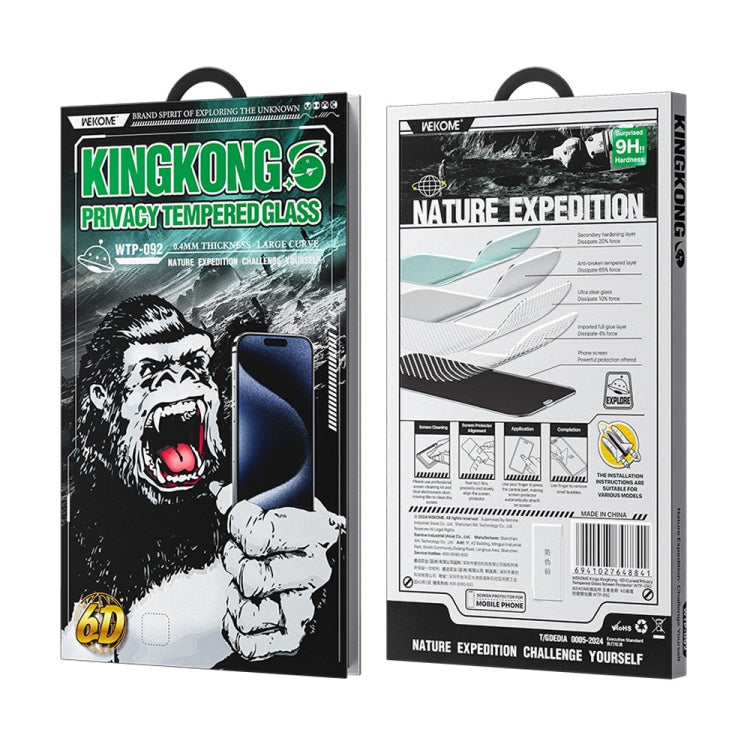 For iPhone 16 Plus / 15 Plus WK WTP-092 King Kong 6D Curved 28 Degree Privacy Tempered Glass Film - iPhone 16 Plus Cases by WK | Online Shopping UK | buy2fix