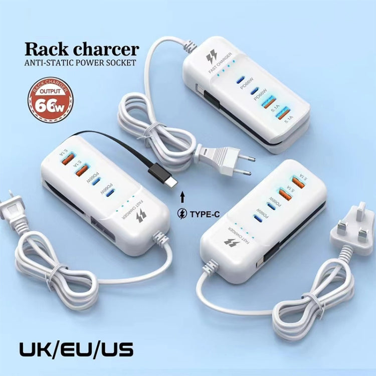 5 in 1 2 x PD 66W, 2 x USB Fast Charger Smart Power Socket, Length:1m(US Plug) - Multifunction Charger by buy2fix | Online Shopping UK | buy2fix