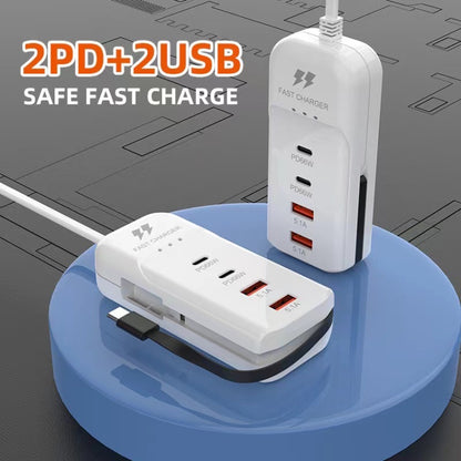 5 in 1 2 x PD 66W, 2 x USB Fast Charger Smart Power Socket, Length:1m(EU Plug) - Multifunction Charger by buy2fix | Online Shopping UK | buy2fix