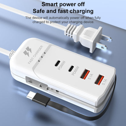 5 in 1 2 x PD 66W, 2 x USB Fast Charger Smart Power Socket, Length:1m(EU Plug) - Multifunction Charger by buy2fix | Online Shopping UK | buy2fix