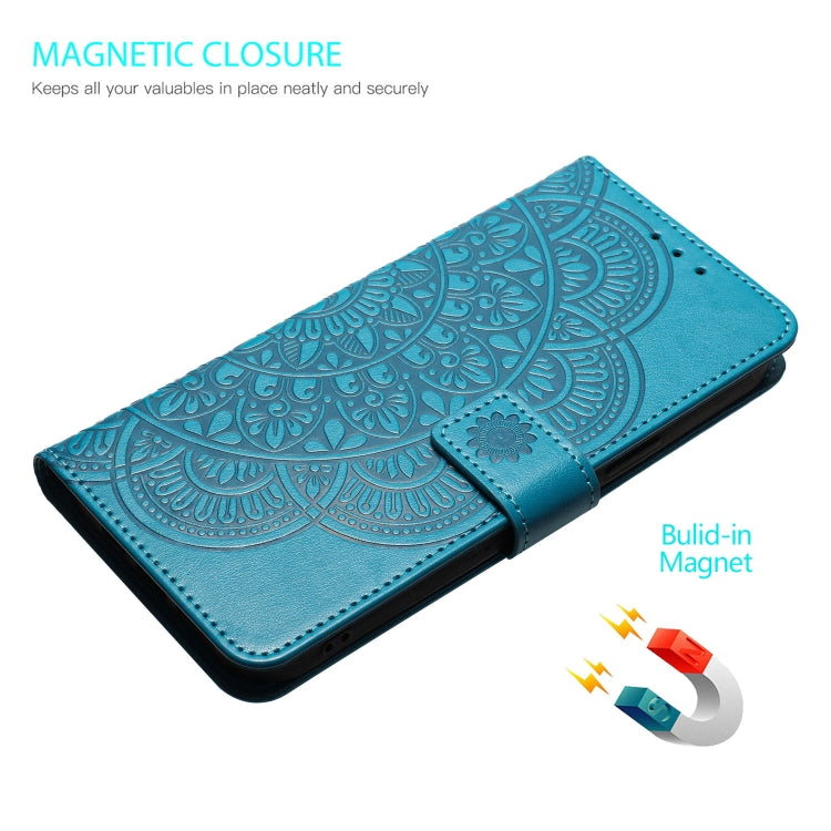 For iPhone 16 Flower Embossed Leather Phone Case(Blue) - iPhone 16 Cases by buy2fix | Online Shopping UK | buy2fix