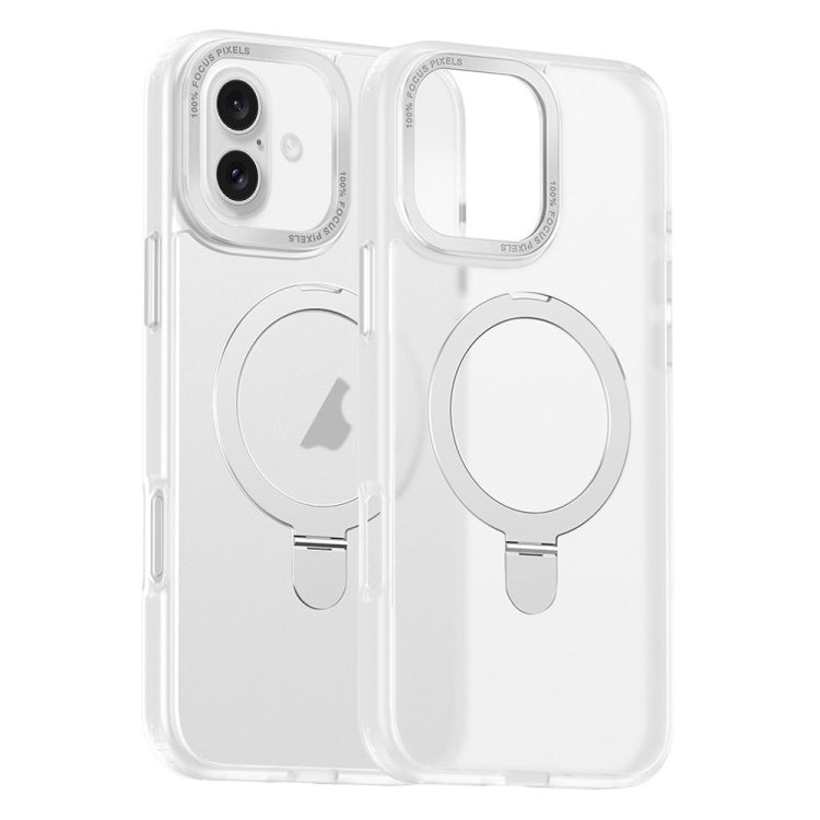 For iPhone 16 Skin Feel MagSafe Magnetic Holder Phone Case(Transparent) - iPhone 16 Cases by buy2fix | Online Shopping UK | buy2fix