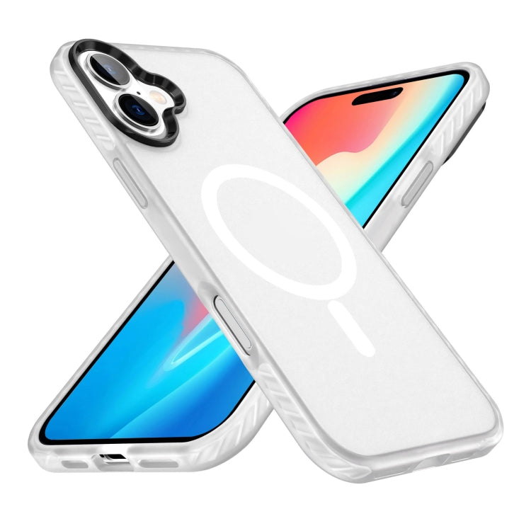 For iPhone 16 Frosted Skin Feel MagSafe Transparent Phone Case(White) - iPhone 16 Cases by buy2fix | Online Shopping UK | buy2fix