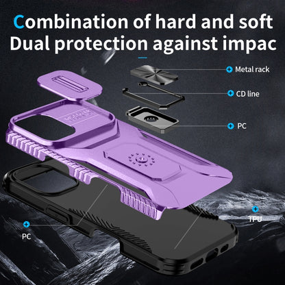 For iPhone 16 Sliding Camshield Holder Phone Case(Purple) - iPhone 16 Cases by buy2fix | Online Shopping UK | buy2fix