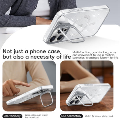 For iPhone 16 Pro Shiny Shield MagSafe Lens Holder Phone Case(Silver) - iPhone 16 Pro Cases by buy2fix | Online Shopping UK | buy2fix