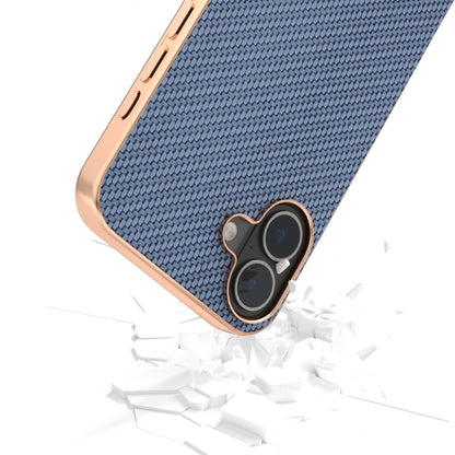 For iPhone 16 Nano Electroplating Carbon Fiber Texture Phone Case(Sky Blue) - iPhone 16 Cases by buy2fix | Online Shopping UK | buy2fix