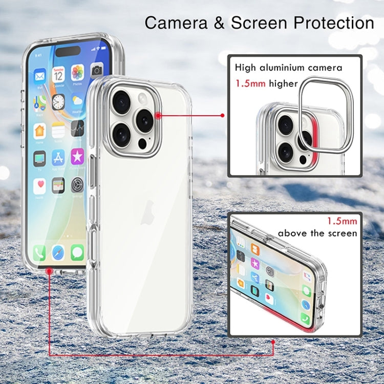 For iPhone 16 Pro Max Metal Buttons PC Hybrid TPU Phone Case(Transparent) - iPhone 16 Pro Max Cases by buy2fix | Online Shopping UK | buy2fix