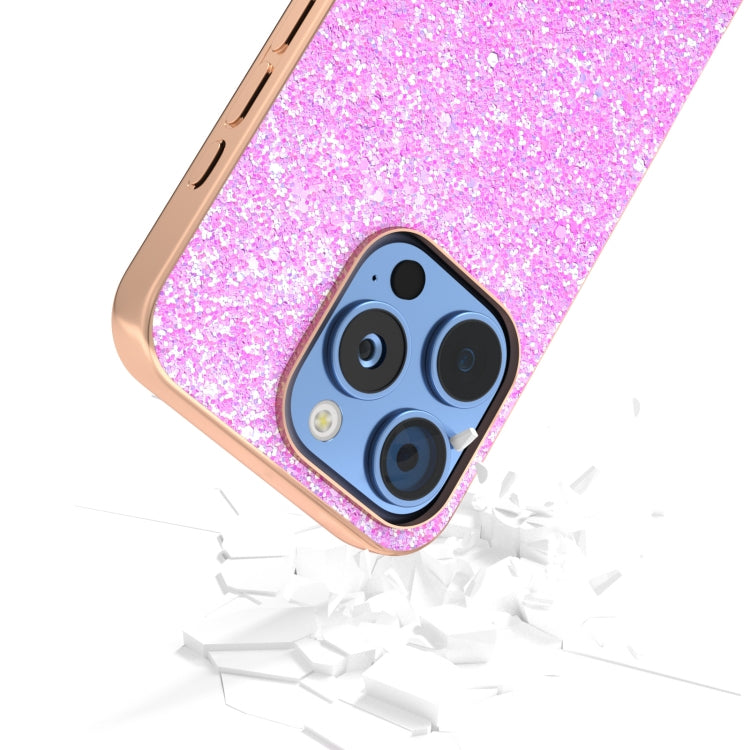 For iPhone 16 Pro Max Electroplating Frame Colorful Glitter Phone Case(Dark Pink) - iPhone 16 Pro Max Cases by buy2fix | Online Shopping UK | buy2fix