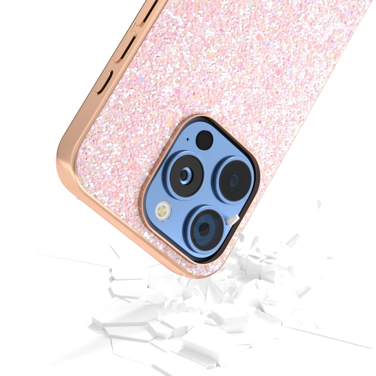 For iPhone 16 Pro Max Electroplating Frame Colorful Glitter Phone Case(Pink) - iPhone 16 Pro Max Cases by buy2fix | Online Shopping UK | buy2fix