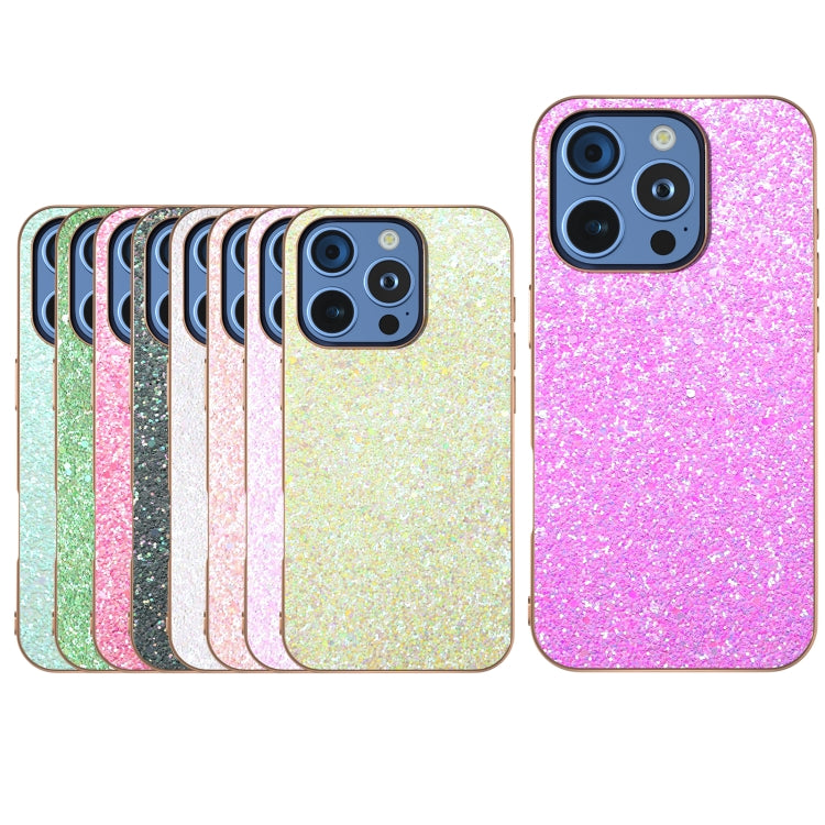 For iPhone 16 Pro Max Electroplating Frame Colorful Glitter Phone Case(White) - iPhone 16 Pro Max Cases by buy2fix | Online Shopping UK | buy2fix