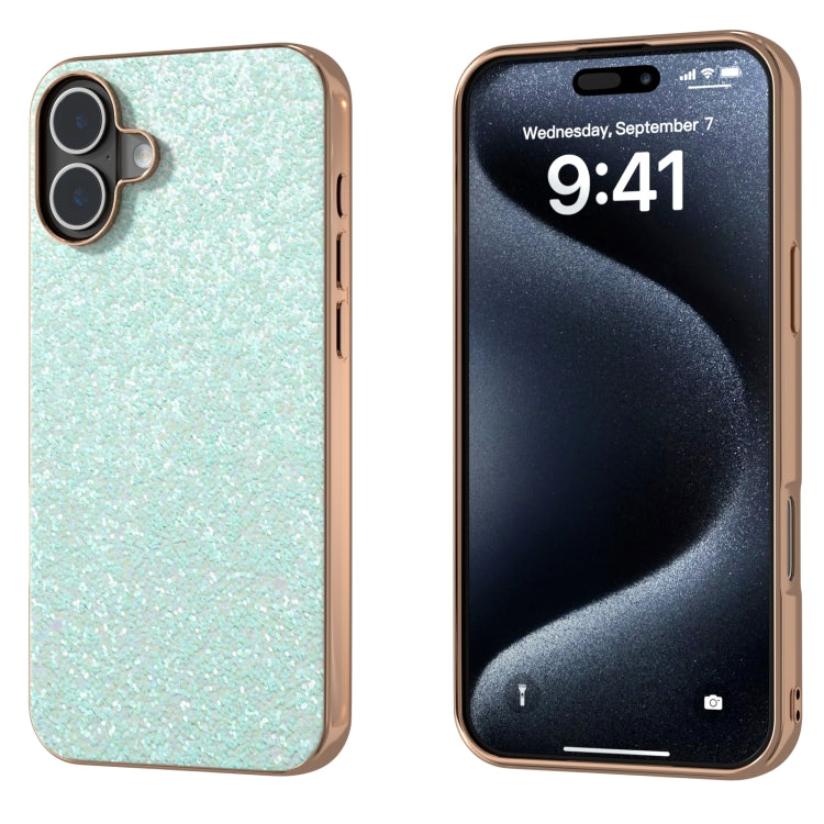 For iPhone 16 Plus Electroplating Frame Colorful Glitter Phone Case(Light Green) - iPhone 16 Plus Cases by buy2fix | Online Shopping UK | buy2fix