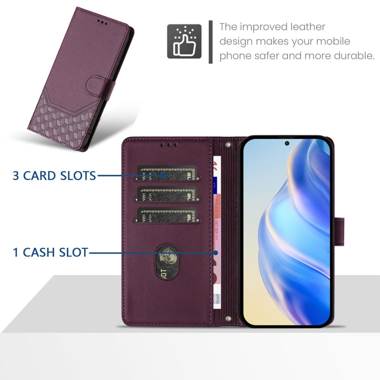 For Sony Xperia 1 VI 2024 Honeycomb Embossing RFID Leather Phone Case(Violet) - Sony Cases by buy2fix | Online Shopping UK | buy2fix