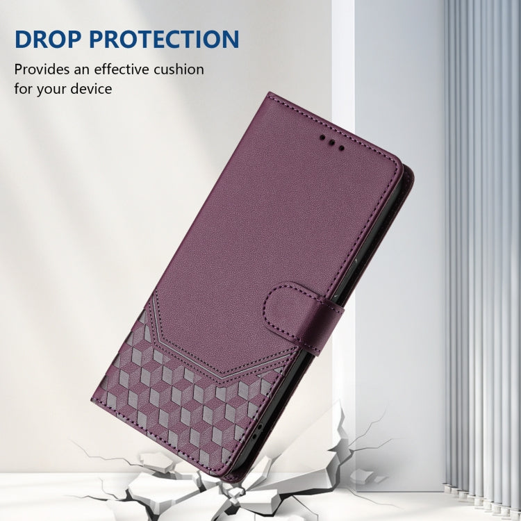 For Sony Xperia 1 VI 2024 Honeycomb Embossing RFID Leather Phone Case(Violet) - Sony Cases by buy2fix | Online Shopping UK | buy2fix