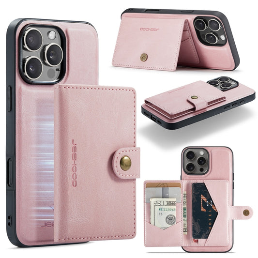 For iPhone 16 Pro JEEHOOD J01 Retro Magnetic Detachable Wallet Phone Case(Pink) - iPhone 16 Pro Cases by JEEHOOD | Online Shopping UK | buy2fix