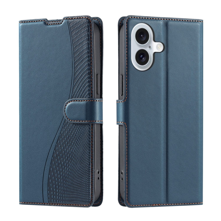 For iPhone 16 Voltage Ultra-thin Dot Leather Phone Case(Blue) - iPhone 16 Cases by buy2fix | Online Shopping UK | buy2fix