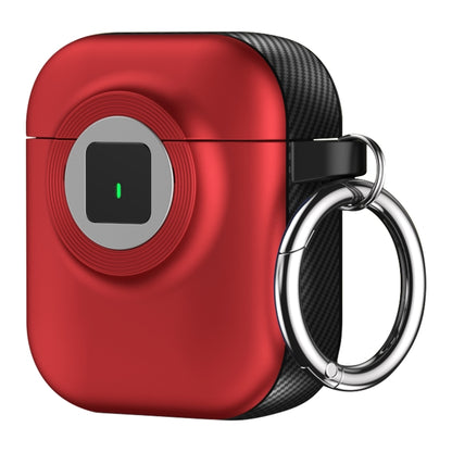 For AirPods 1 / 2 Camera Series PC + TPU Headset Shockproof Carbon Fibre Case(Red) - For AirPods 1/2 by buy2fix | Online Shopping UK | buy2fix