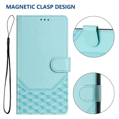 For Motorola Edge 5G 2024 Honeycomb Embossing RFID Leather Phone Case(Mint Green) - Motorola Cases by buy2fix | Online Shopping UK | buy2fix