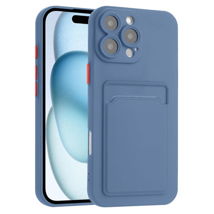 For iPhone 16 Pro Skin Feel Card Contrast Color Button TPU Phone Case(Gray) - iPhone 16 Pro Cases by buy2fix | Online Shopping UK | buy2fix