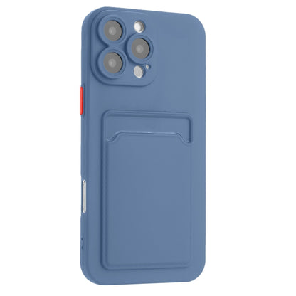 For iPhone 16 Pro Skin Feel Card Contrast Color Button TPU Phone Case(Gray) - iPhone 16 Pro Cases by buy2fix | Online Shopping UK | buy2fix