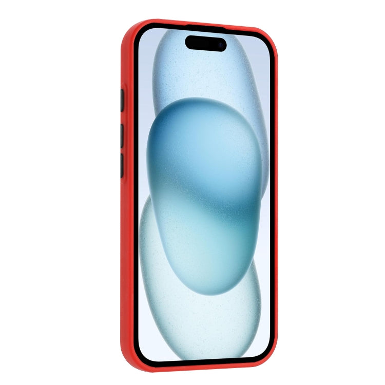 For iPhone 16 Pro Skin Feel Card Contrast Color Button TPU Phone Case(Red) - iPhone 16 Pro Cases by buy2fix | Online Shopping UK | buy2fix