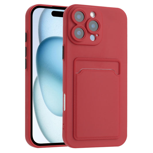 For iPhone 16 Pro Max Skin Feel Card Contrast Color Button TPU Phone Case(Rose Red) - iPhone 16 Pro Max Cases by buy2fix | Online Shopping UK | buy2fix