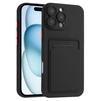 For iPhone 16 Pro Max Skin Feel Card Contrast Color Button TPU Phone Case(Black) - iPhone 16 Pro Max Cases by buy2fix | Online Shopping UK | buy2fix