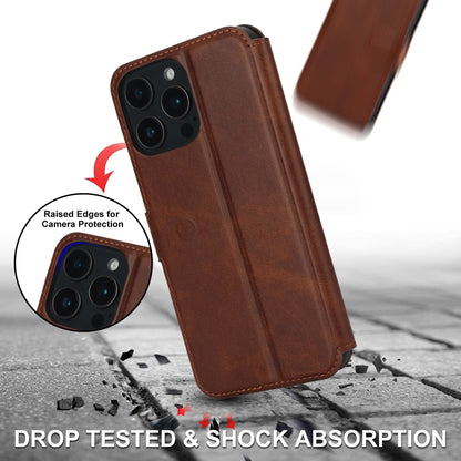 For iPhone 16 Pro Shockproof PU + TPU Leather Phone Case(Brown) - iPhone 16 Pro Cases by buy2fix | Online Shopping UK | buy2fix