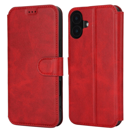 For iPhone 16 Shockproof PU + TPU Leather Phone Case(Red) - iPhone 16 Cases by buy2fix | Online Shopping UK | buy2fix